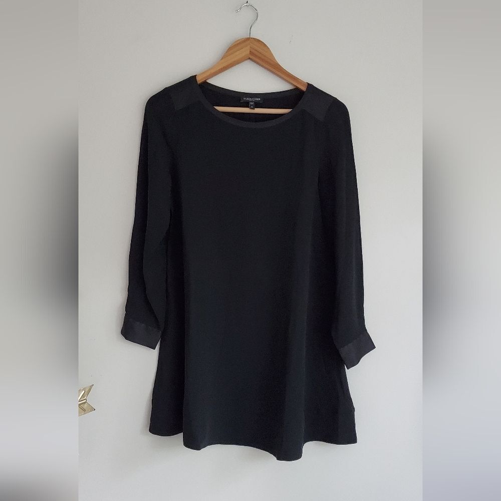 Eileen Fisher Petite Black Long Sleeve Tunic Dress Size PS